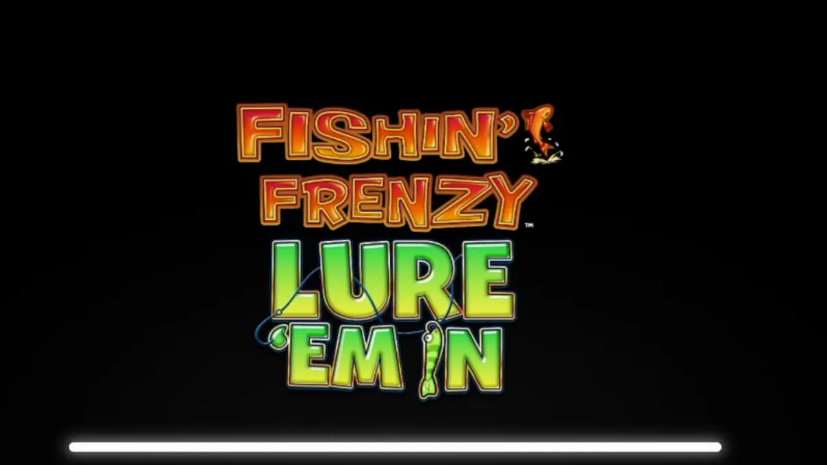 Tampilan visual slot Fishin Frenzy Lure Em In dengan nelayan dan peralatan pancing