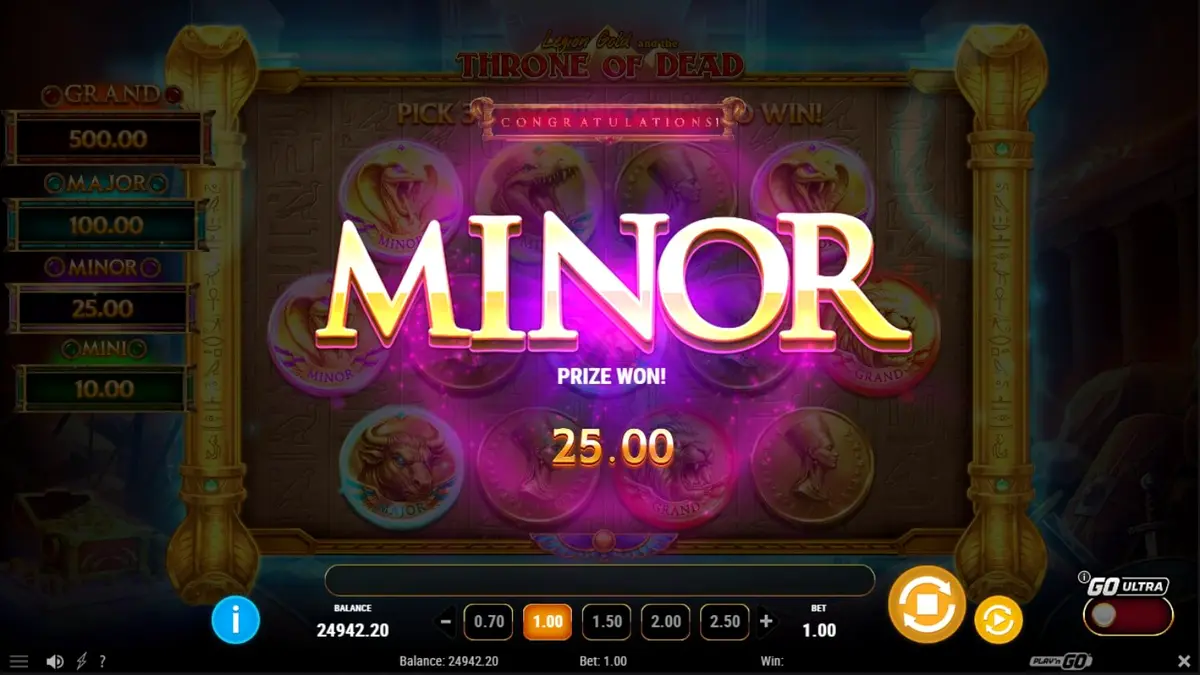Tampilan visual slot Legion Gold and the Throne of Dead dengan nuansa emas dan Mesir kuno
